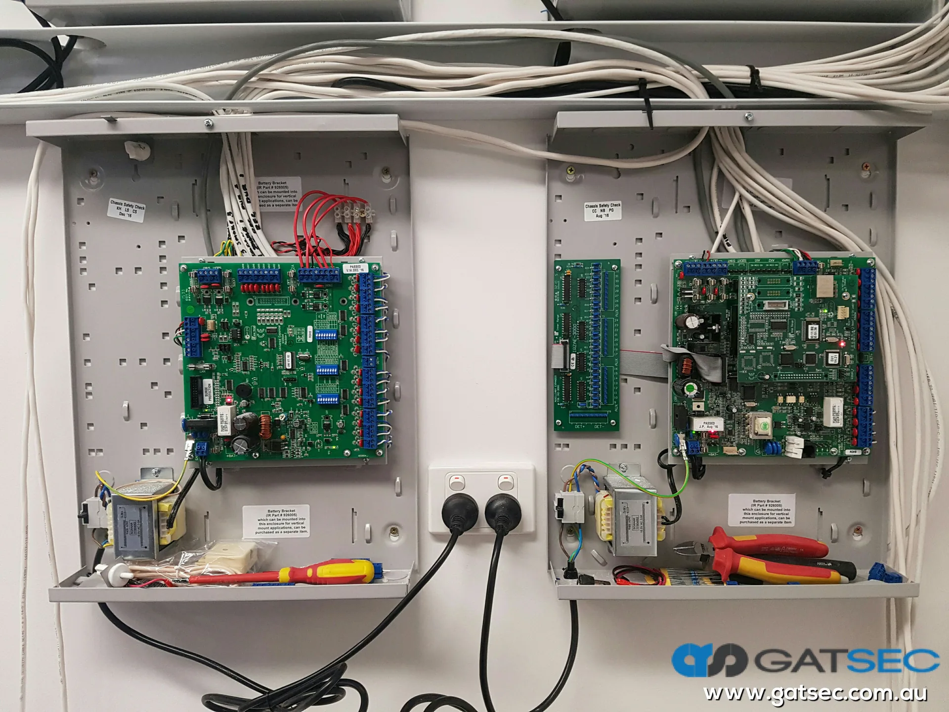 GATSEC security system panels and wiring
